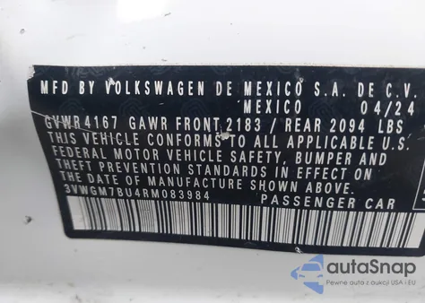 2024 Volkswagen Jetta 1.5T Sel из США, поврежденный, VIN 3VWGM7BU4RM083984